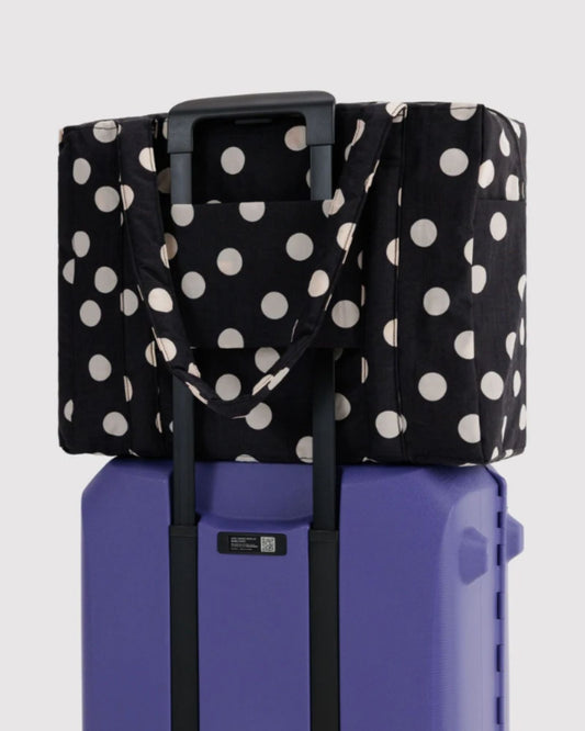 CLOUD CARRY ON BAG - BLACK AND CREAM POLKA DOT