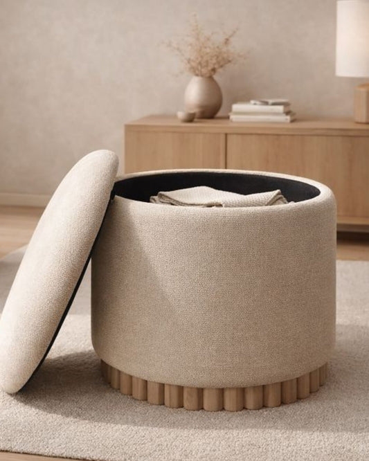SADIE STORAGE OTTOMAN - OAT & NATURAL