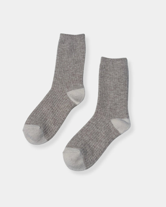 WOOL WAFFLED SOCKS - CREAM