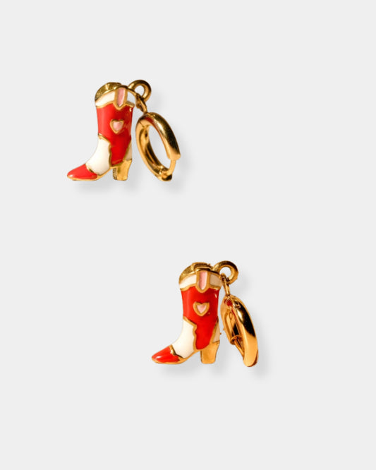 JOLENE HOOP 18K GOLD PLATED & ENAMEL EARRINGS