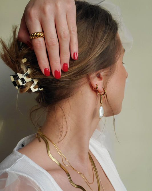 BLACK CHECKER BIRKIN - HAIR CLIP