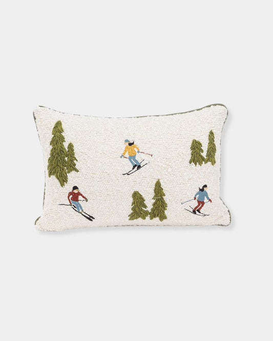 SKI SCENE BOUCLE PILLOW - 12x18" PILLOW