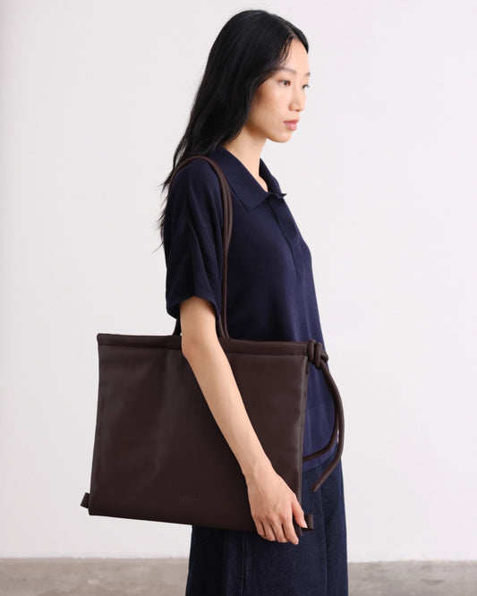 FOLDED BAG - DARK CHOCOLATE VEGAN LEATHER