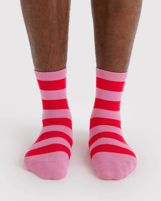 CREW SOCK - PINK STRIPE