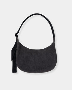 MEDIUM DENIM CRESCENT BAG - WASHED BLACK DENIM