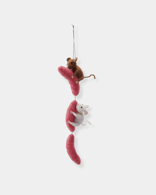 FELT MOUSE ON SAUSAGE ORNAMENT