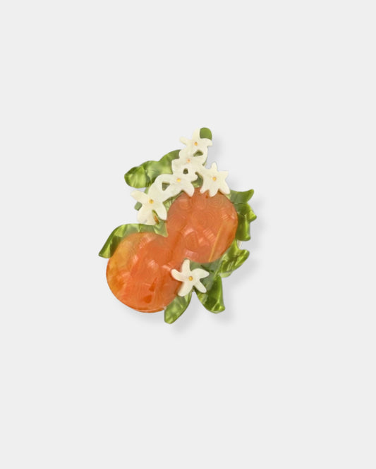 HAND-PAINTED ORANGE BLOSSOM HAIR CLAW CLIP