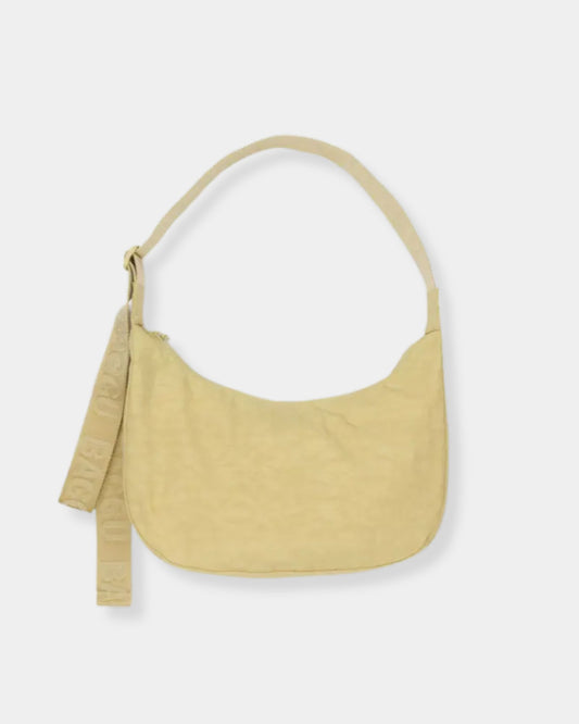MEDIUM NYLON CRESCENT BAG - BUTTER