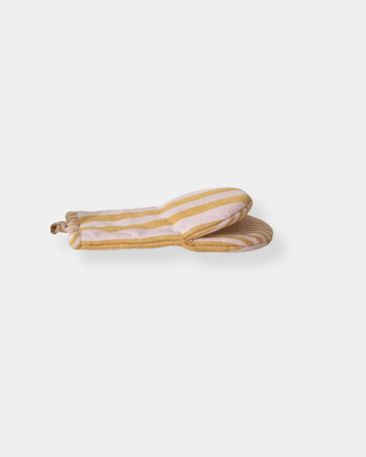 COTTON OVEN MIT - YELLOW STRIPED