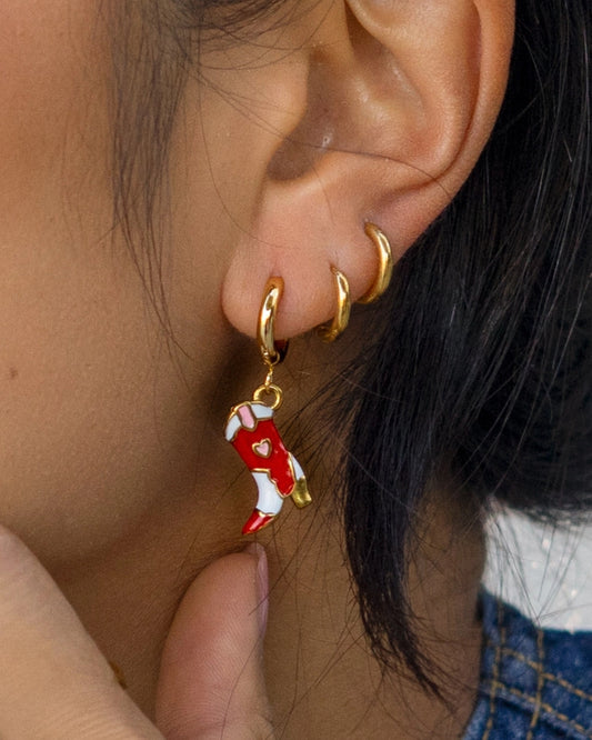 JOLENE HOOP 18K GOLD PLATED & ENAMEL EARRINGS