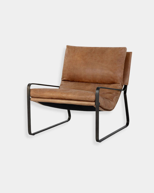 ZANCOR LOUNGE CHAIR - TAN AND GUNMETAL