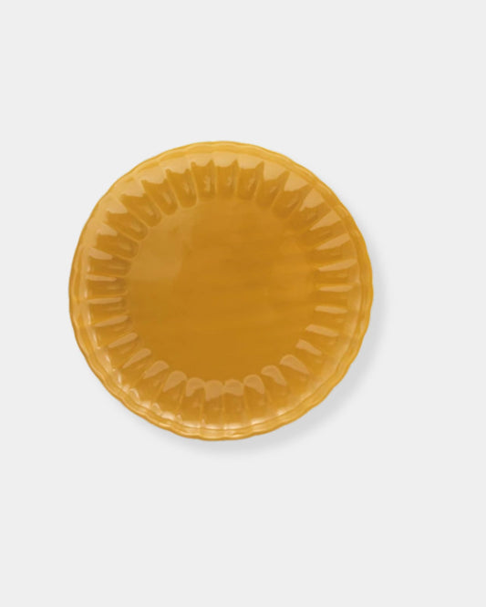 STONEWARE FLUTED PLATE - MUSTARD