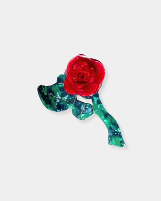 RED ROSE STEM - CLAW HAIR CLIP