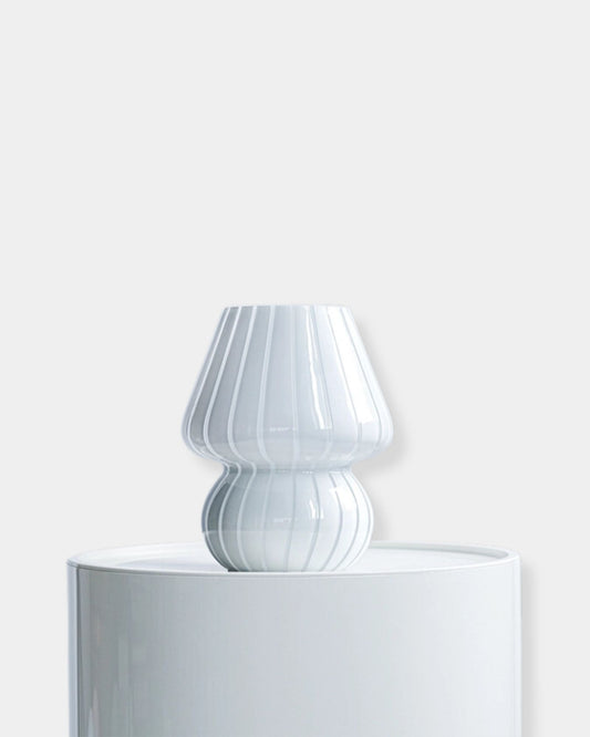 WHITE SWIVEL MINI GLASS MUSHROOM LAMP
