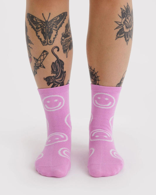 CREW SOCK - PINK HAPPY
