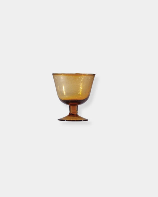 HANDBLOWN STEMMED DRINKING GLASS - BROWN