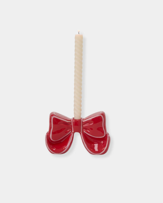 BIG RED BOW CANDLEHOLDER