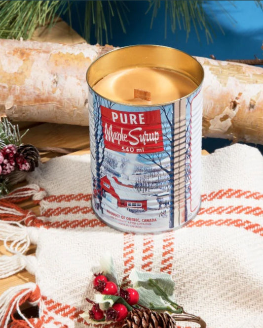 MAPLE SYRUP WOOD WICK CANDLE - 540ml TIN CAN
