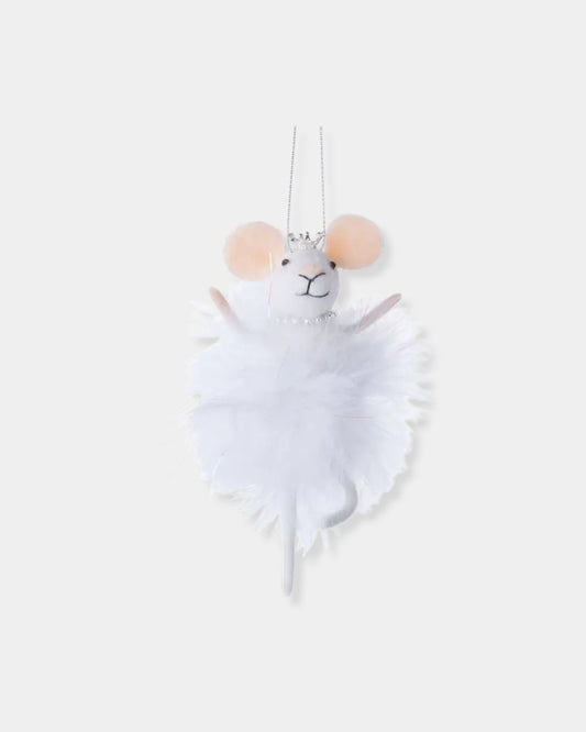 PEARL & CROWN FELT MOUSE - ORNAMENT