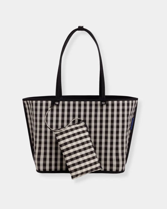 LARGE NYLON REVERSIBLE TOTE - BLACK MIX