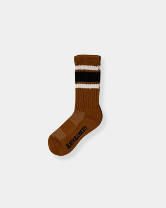 COLLEGE STRIPE SOCKS - BROWN