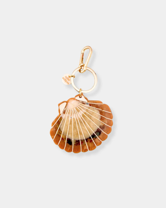 HAND-PAINTED MINI SUNSET SEASHELL - BAG CHARM + KEYCHAIN