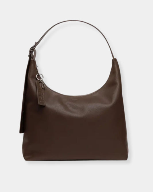RECYCLED LEATHER SHOULDER BAG - BROWN