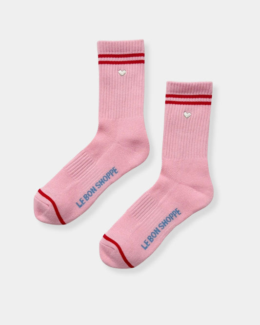 EMBROIDERED AMOUR PINK + HEART BOYFRIEND - SOCK