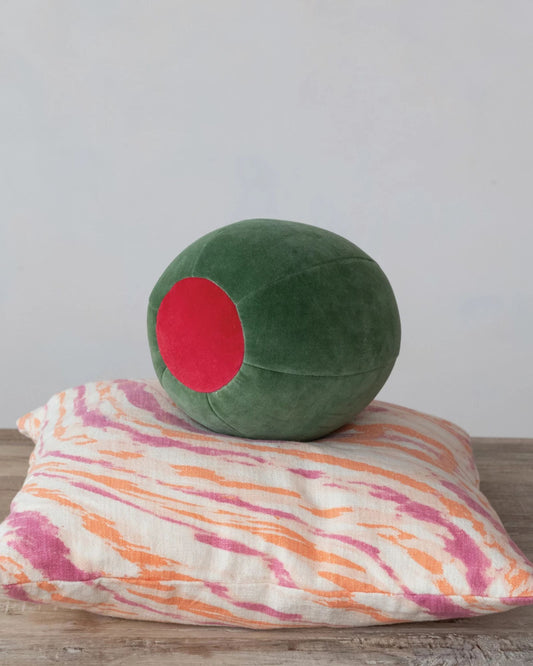 COTTON & VELVET OLIVE PILLOW