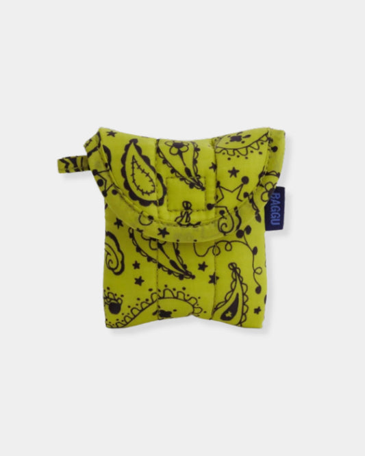 PUFFY EARBUDS CASE - CHARTREUSE PAISLEY
