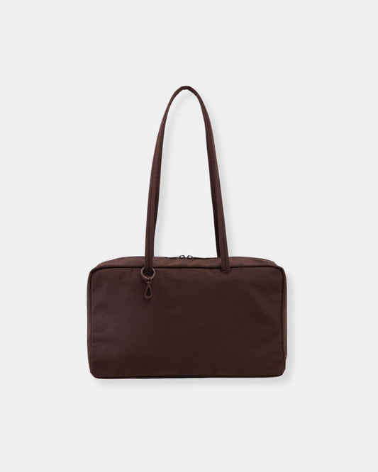 MEDIUM NYLON BOWLER BAG - COFFEE