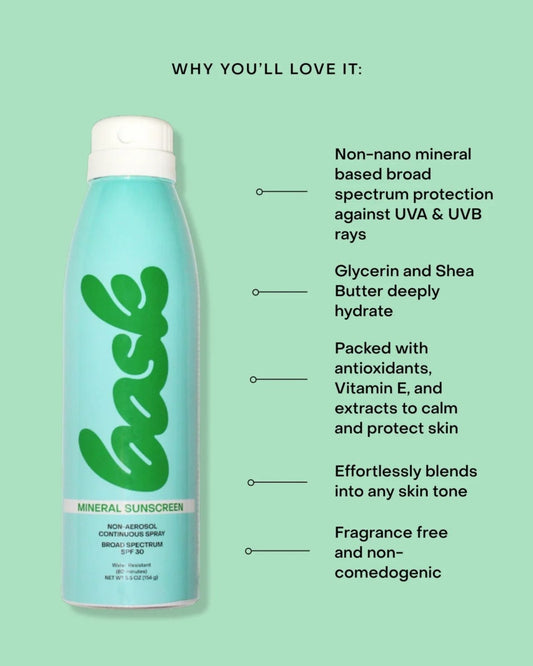 BASK SPF 30 MINERAL NON-AEROSOL SPRAY SUNSCREEN | Stonewaters