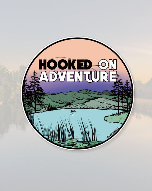 HOOKED ON ADVENTURE - ROUND STICKER