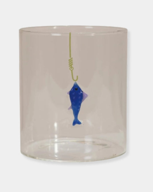 BLUE FISH ON HOOK - 12oz GLASS | Stonewaters