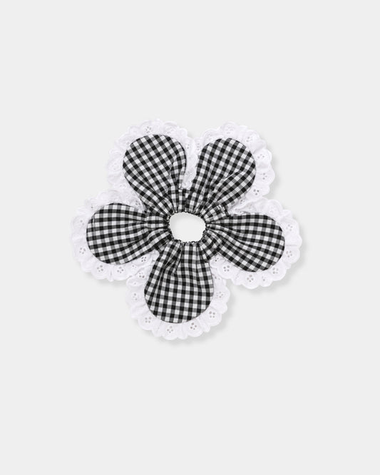 DAISY SCRUNCHIE - BLACK GINGHAM