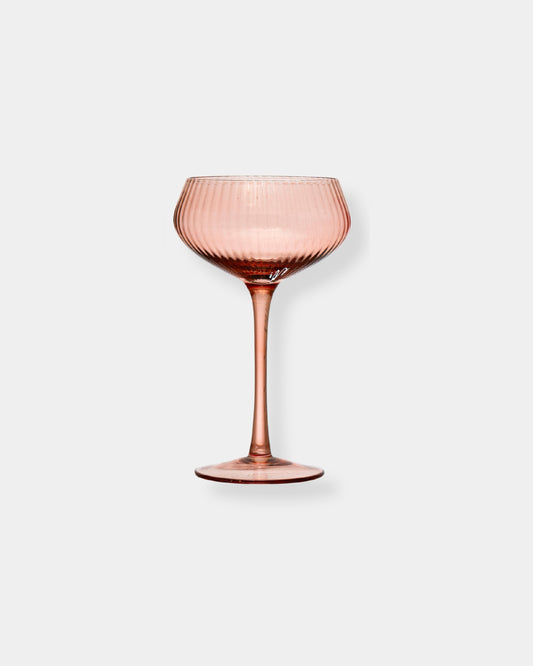 PINK STEMMED FLUTED COUPE GLASS