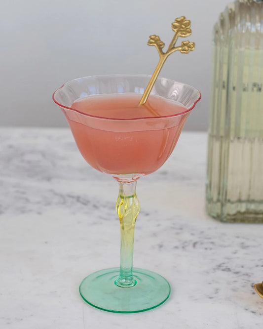 PINK STEMMED WINE GLASS