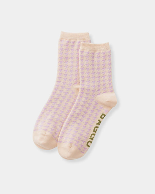 CREW SOCK - PINK HOUNDSTOOTH | Stonewaters