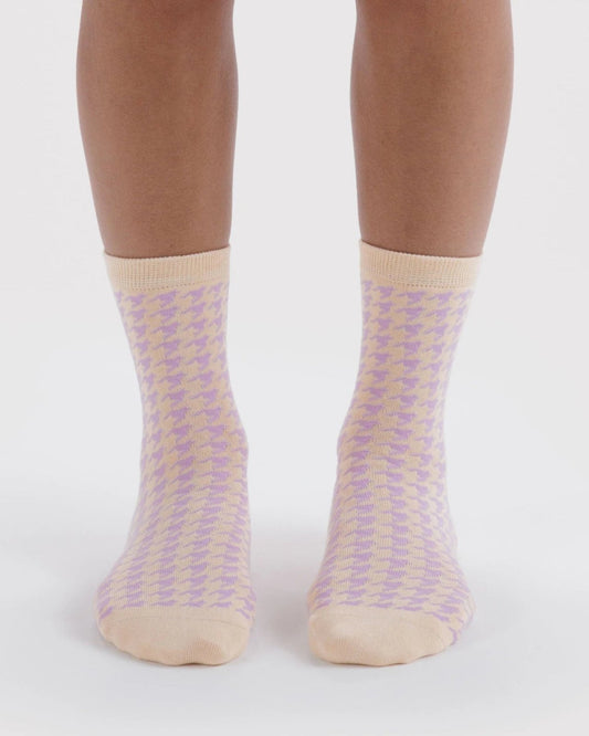 CREW SOCK - PINK HOUNDSTOOTH | Stonewaters