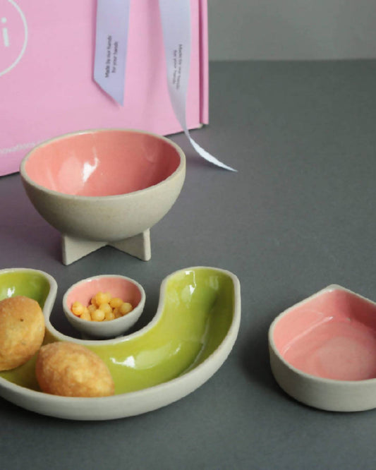 PINK & GREEN CHAT OVER CHAAT - 4 PC SET