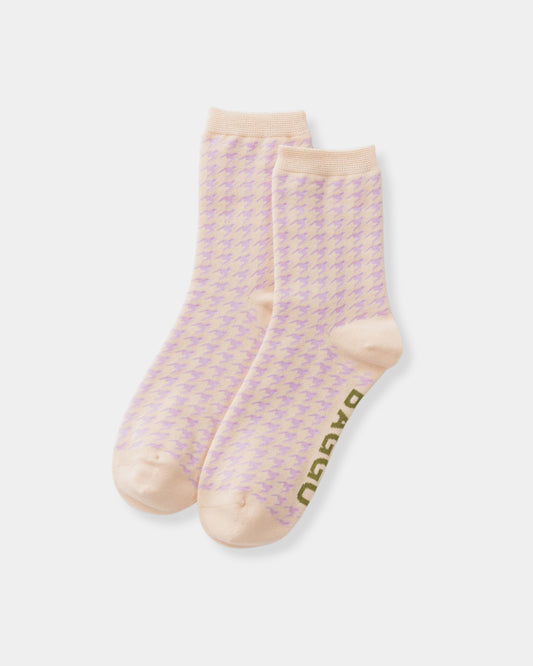 CREW SOCK - PINK HOUNDSTOOTH