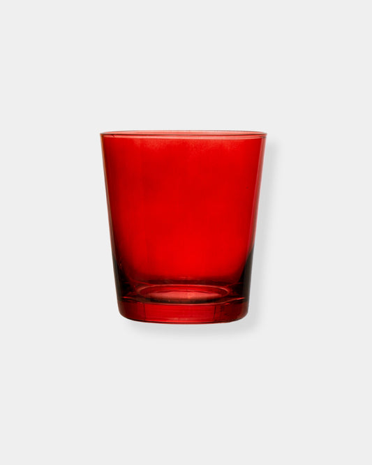 12oz RED LOWBALL DRINKING GLASS