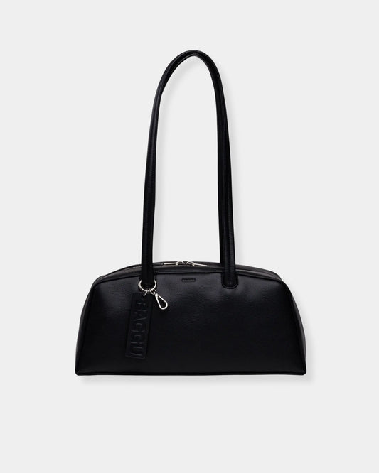 RECYCLED LEATHER BOWLER BAG - BLACK