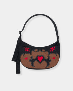 MEDIUM NYLON CRESCENT BAG - WESTERN APPLIQUE