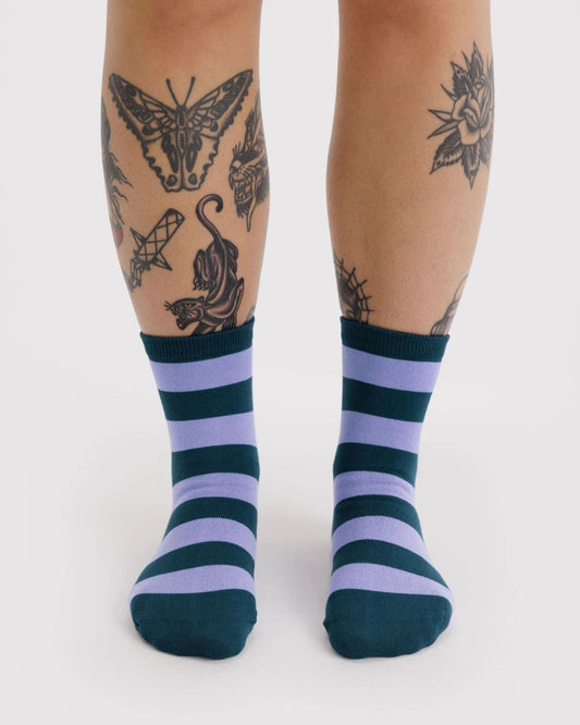 CREW SOCK - MALACHITE STRIPE