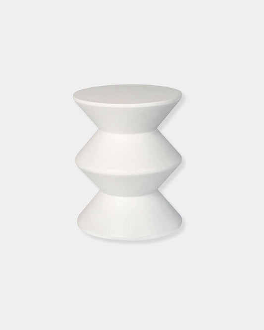 CONCRETE INVERTED SIDE TABLE - WHITE