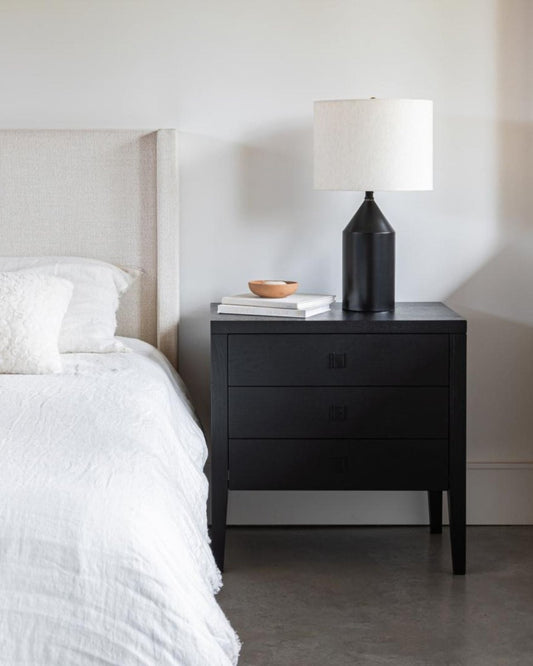 HARA 3-DR NIGHTSTAND - BLACK | Stonewaters
