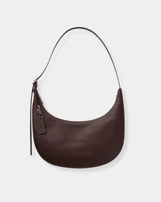 MEDIUM RECYCLED LEATHER FLAT CRESCENT - BROWN | Stonewaters