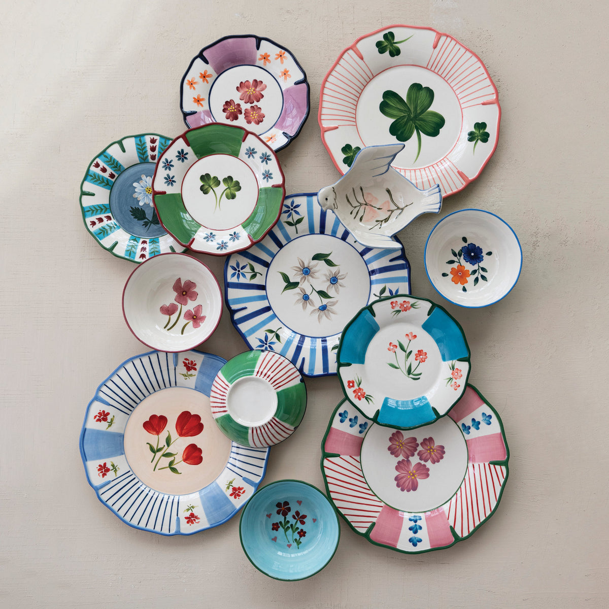 BLUE FLORAL STONEWARE PLATE