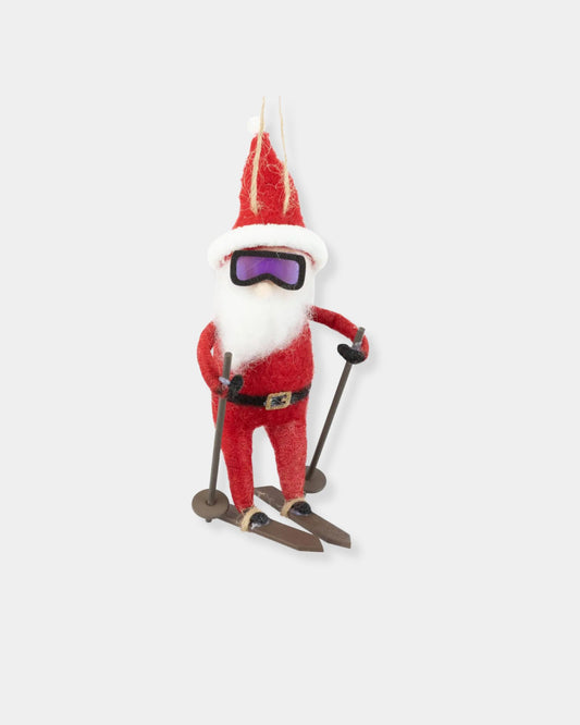 FELT SKIING SANTA - ORNAMENT